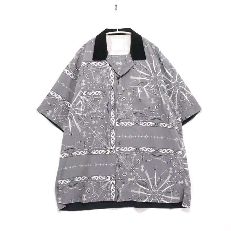 sacai 20SS | Dr. Woo Bandana Print Open Collar Shirt 