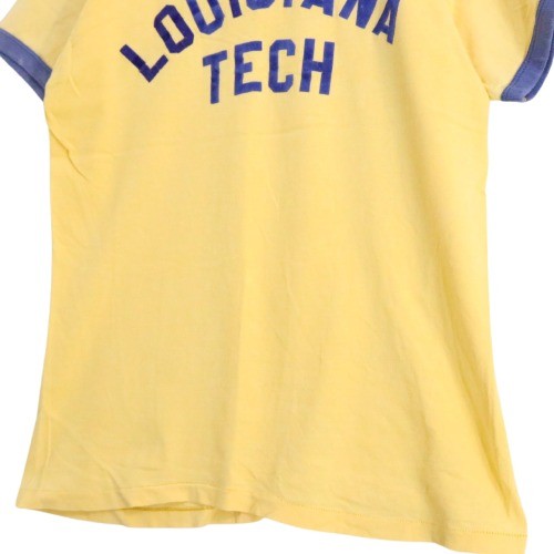 70s vintage RUSSELL ATHLETIC ラッセルアスレティック レディース 半袖Tシャツ リンガーT USA製 シングルステッチ フロッキープリント