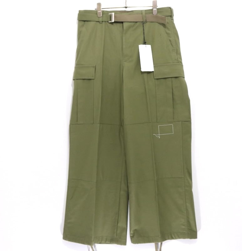sacai × WTAPS 25SS | Cotton Back Satin Pants "Khaki" (25-03695M)
