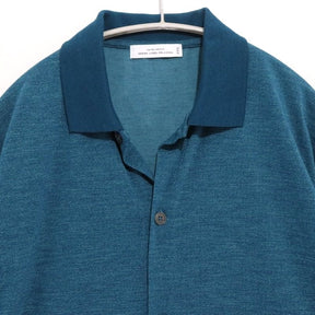 green label relaxing | Dry Wool-Mix Full-Open Polo Shirt "Blue" (3217-104-5092)
