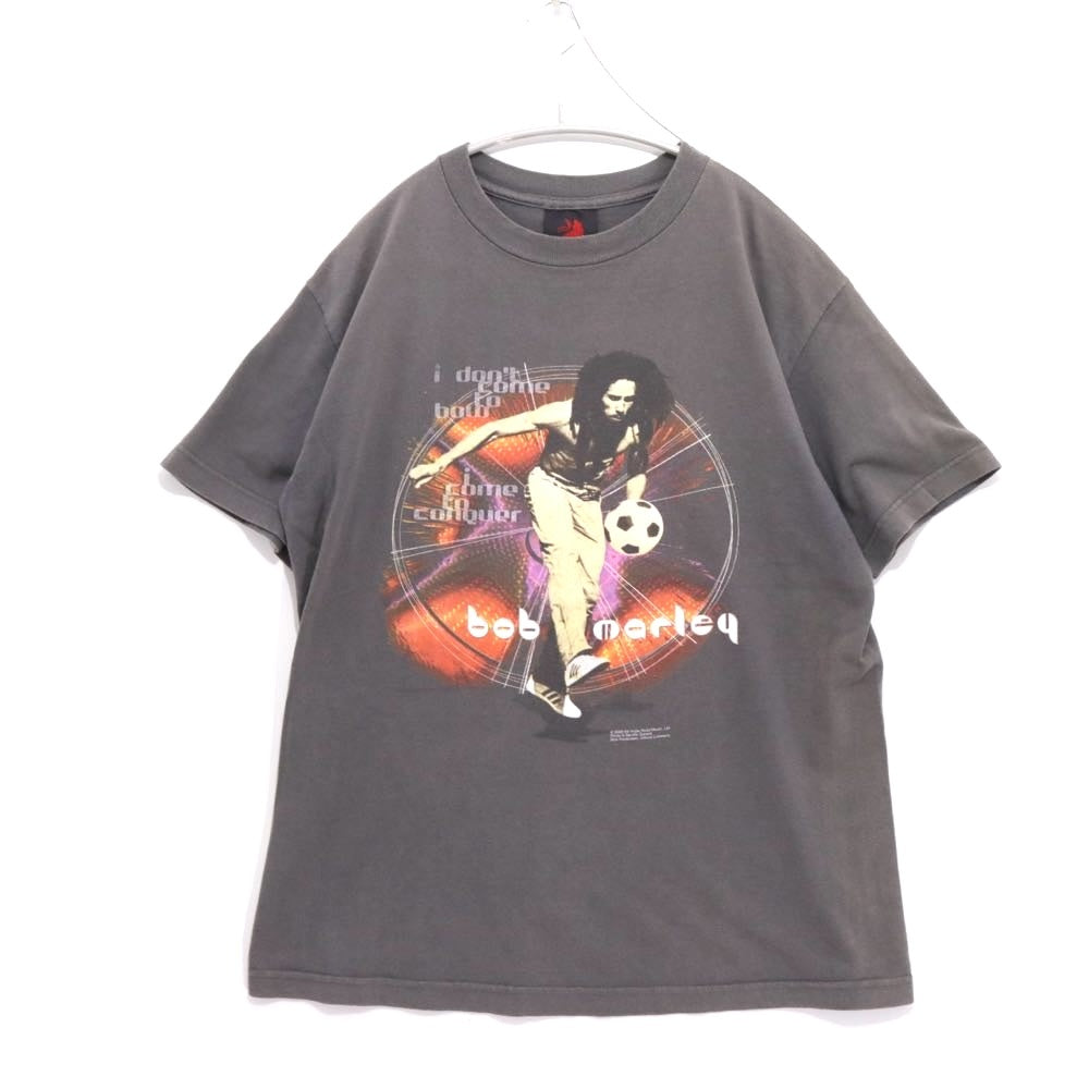 ZION ROOTSWEAR 2002 | BOB MARLEY "Soccer" Printed T-Shirt Made in USA "Gray"
