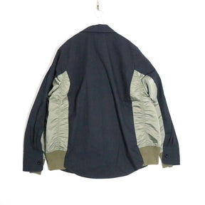 sacai 2022 | Cotton Oxford x Nylon Twill Shirt "Navy/Khaki" (SCM-040)
