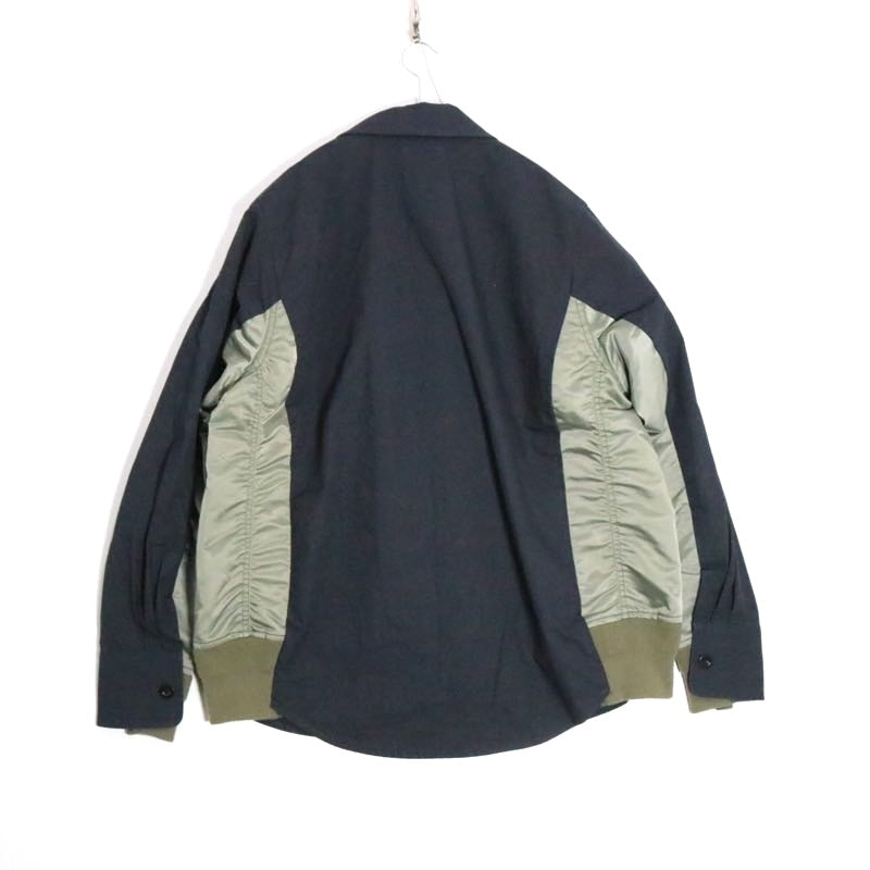 sacai 2022 | Cotton Oxford x Nylon Twill Shirt "Navy/Khaki" (SCM-040)