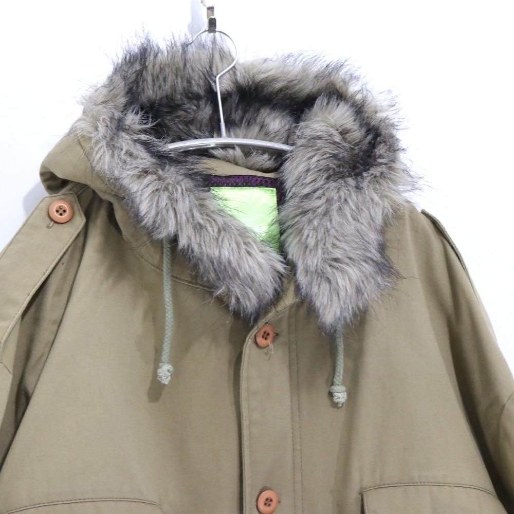 SWAGGER | Military fur-hooded mid-length coat "Beige" (SWGJKT-264)