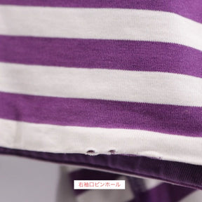 HYSTERIC GLAMOUR | Reversible S/S Border Tee "Purple / Girl & Cat Print"