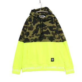 A BATHING APE 18AW | ABC Camo Color Blocked Pullover Hoodie "Green Camo x Neon Yellow" (001PPE301004X)