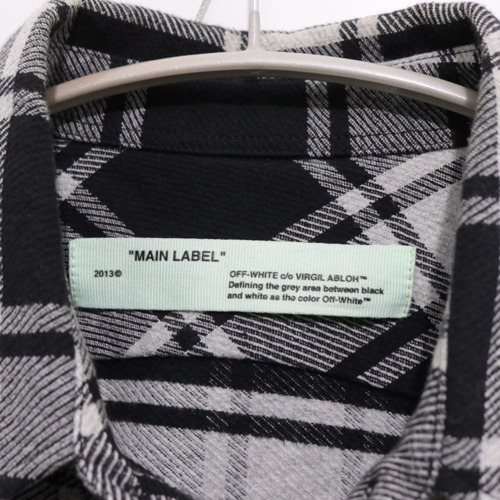 OFF-WHITE 18AW | Back Print Flannel Check Shirt "White/Black" (OMGA060E18A27010)