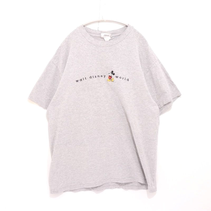 90s Vintage Disney | Walt Disney World Mickey Mouse Embroidery T-Shirt "Grey" Made in USA