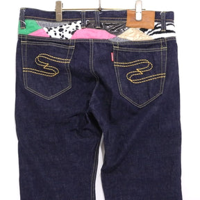 SQUARE | Mixed Material Patchwork Denim Pants "Straight"