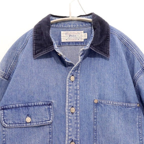 Polo Ralph Lauren 90s | Authentic Dungarees Corduroy Collar Denim Shirt "Indigo / Navy"