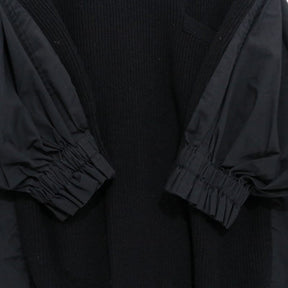 sacai 17AW | Back Pleated Hybrid Knit Pullover "Black" (17-03322)