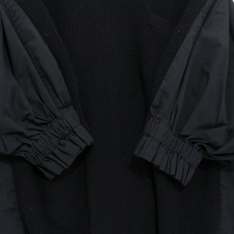 sacai 17AW | Back Pleated Hybrid Knit Pullover "Black" (17-03322)