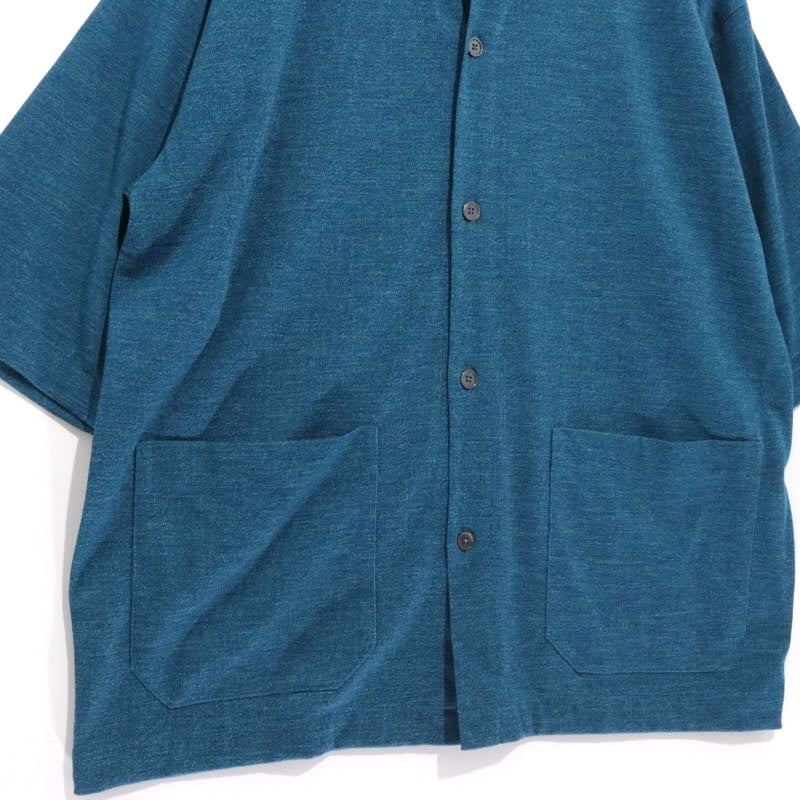 green label relaxing | Dry Wool-Mix Full-Open Polo Shirt "Blue" (3217-104-5092)