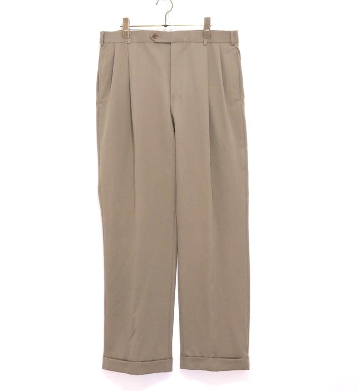 00s Vintage Brooks Brothers | 2-Tuck Wool Serge Trousers "Olive" (Double Hem)