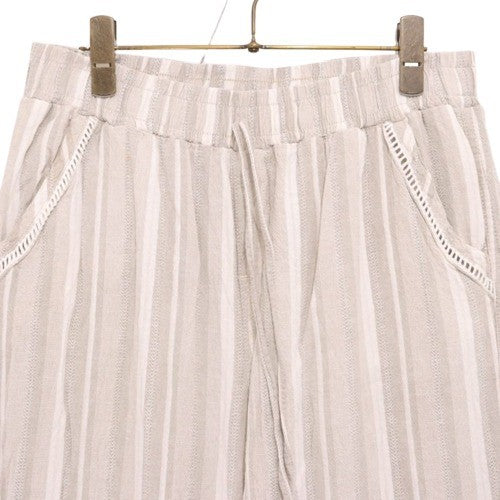 BRIGGS | Wide Easy Pants "Grey Stripe/Linen Blend"
