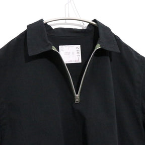 sacai 24AW | Cotton Nylon Ripstop Half Zip Pullover Shirt "BLACK" (24-03357M)