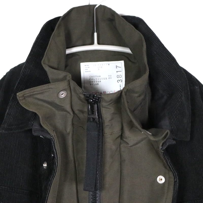 sacai 25AW | Corduroy Mix Jacket "Black/Khaki" (25-03817M)