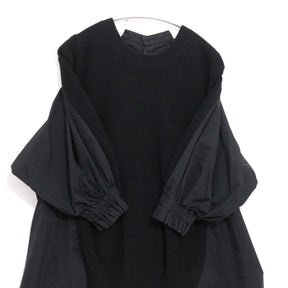 sacai 17AW | Back Pleated Hybrid Knit Pullover "Black" (17-03322)