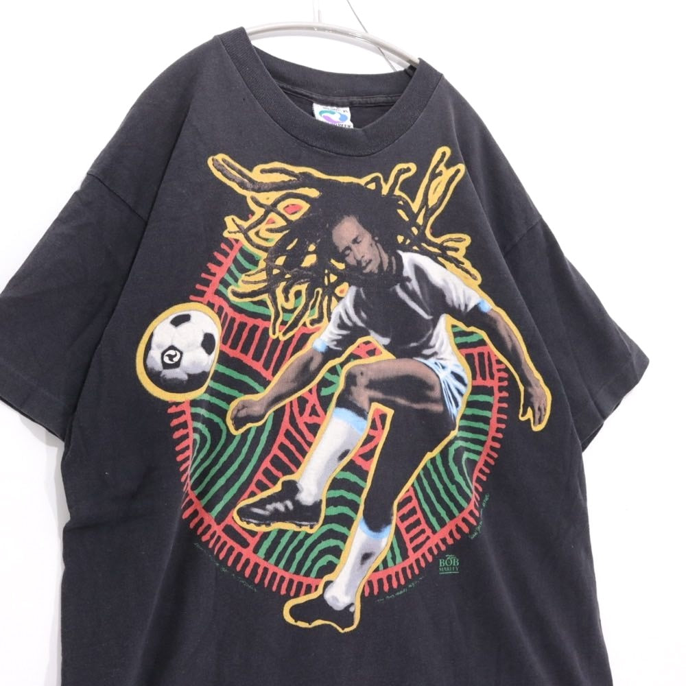 LIQUID BLUE 90s | BOB MARLEY Soccer S/S Tee "Black / 1994 Copyright Made in USA"