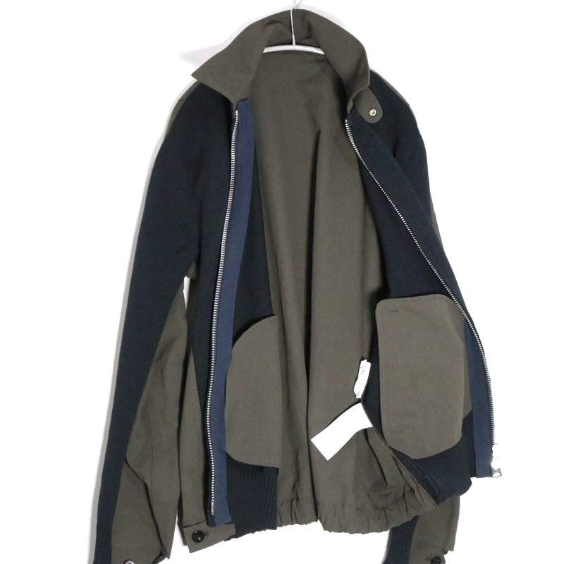 sacai 26SS | Weathercloth x Knit Blouson "Olive/Navy" (26-03924M)