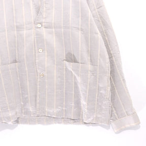 EDIFICE 24SS | Rayon/Linen Pattern No-Collar Shirt "Stripe" (24-011-300-1015-1-0)