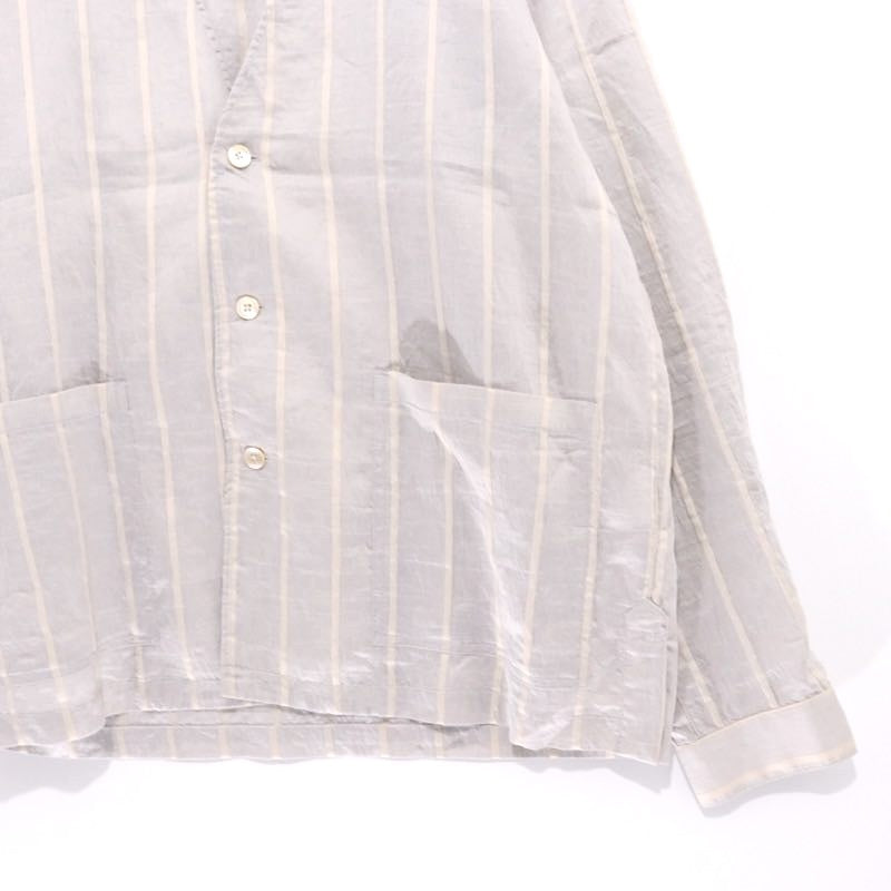 EDIFICE 24SS | Rayon/Linen Pattern No-Collar Shirt "Stripe" (24-011-300-1015-1-0)