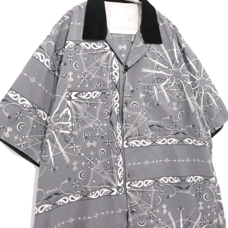 sacai 20SS | Dr. Woo Bandana Print Open Collar Shirt "Gray" (20-02337M)