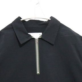sacai 24AW | Cotton Nylon Ripstop Half Zip Pullover Shirt "BLACK" (24-03357M)