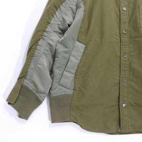 sacai 20SS | Nylon Twill x Cotton Shirt "Olive" (20-02357M)