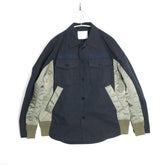 sacai 2022 | Cotton Oxford x Nylon Twill Shirt "Navy/Khaki" (SCM-040)