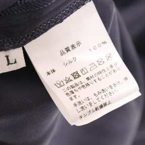 moncao | Washable Silk Drop Tail Crew Neck T-shirt "Navy"