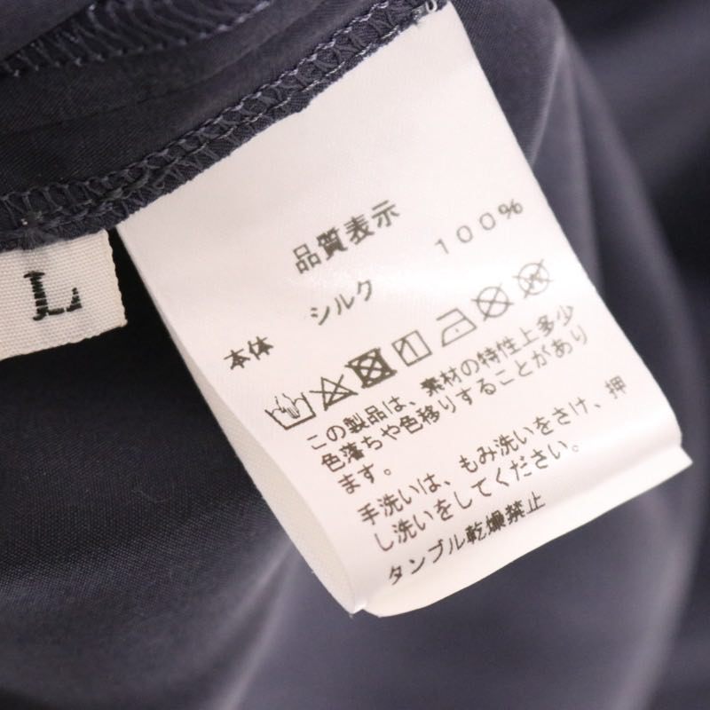moncao | Washable Silk Drop Tail Crew Neck T-shirt "Navy"