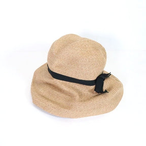 mature ha. | BOXED HAT 11cm brim grosgrain ribbon "Natural×Black" (MBOX-101)