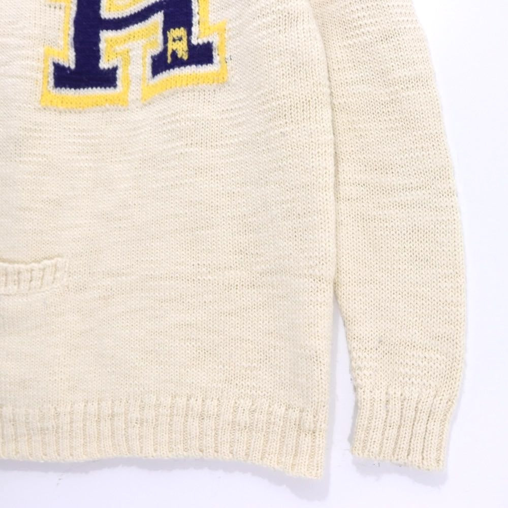 H.R.MARKET 19AW | Wool Acrylic Velvet Slub H Lettered Sweater "[Natural]" (700078-571)