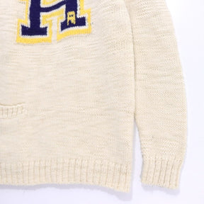 H.R.MARKET 19AW | Wool Acrylic Velvet Slub H Lettered Sweater "[Natural]" (700078-571)