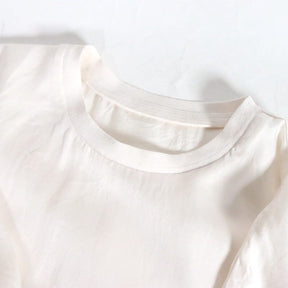 SALON adam et rope' 23SS | Satin Jersey Crew Neck T-shirt "White" (SHM-33320-A)