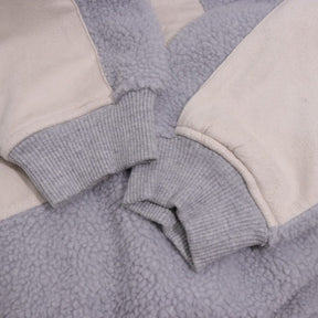 Evisen Skateboards 21AW | "E" Patchwork Boa Fleece Crewneck - Grey / White