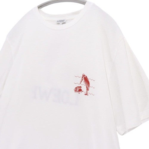 LOEWE 19AW | William De Morgan Frog Print T-Shirt "White/Burgundy"