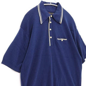 VINTAGE II | 70s BAN-LON Knit Polo Shirt "Navy"