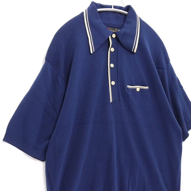 VINTAGE II | 70s BAN-LON Knit Polo Shirt "Navy"