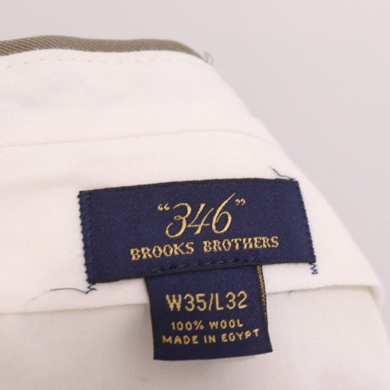 00s Vintage Brooks Brothers | 2-Tuck Wool Serge Trousers "Olive" (Double Hem)