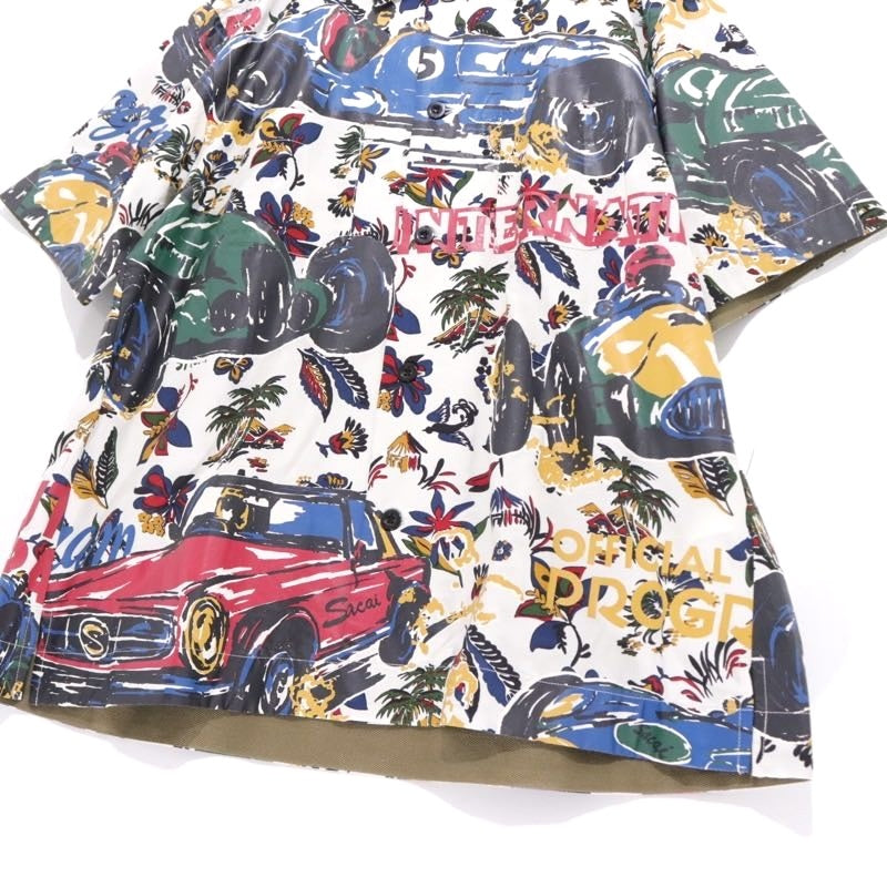 sacai 25ss | Car Race / Tropical Print Shirt "Off White" (25-03651M)