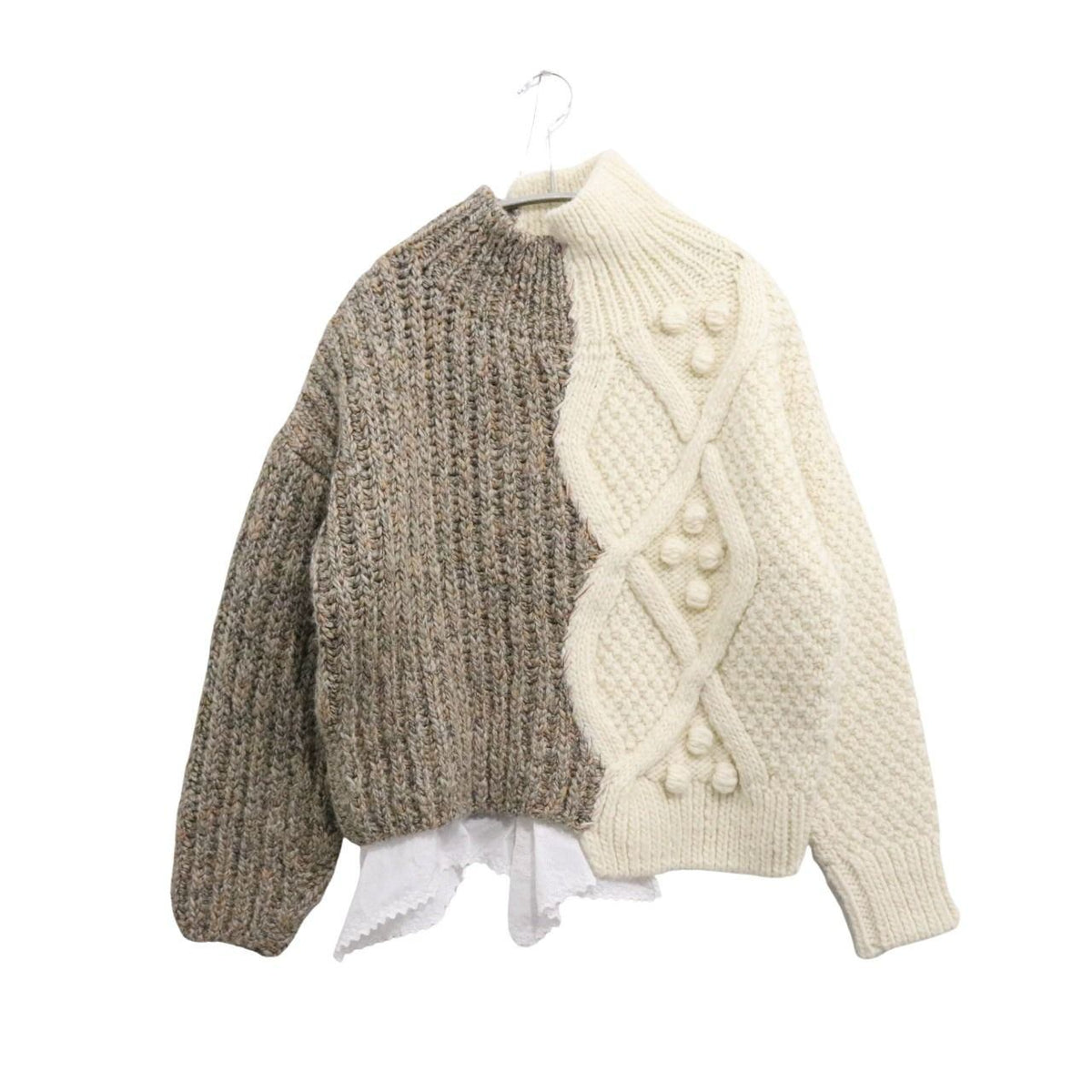 GASA(ガサ)23AW 戯れ レース付きアシメトリーセーター