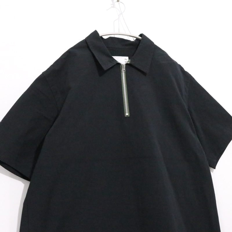 sacai 24AW | Cotton Nylon Ripstop Half Zip Pullover Shirt "BLACK" (24-03357M)