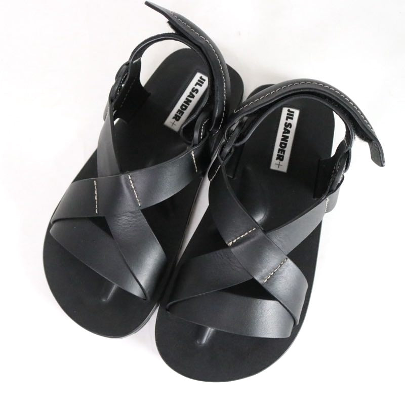 JIL SANDER+ 22SS | Platform Crossover Sandalo "Black / Vacchetta Leather" (J44WP0009)