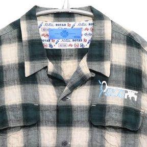 ROTAR | Ripple Check Open Collar Shirt "Green/Beige" (710934002)