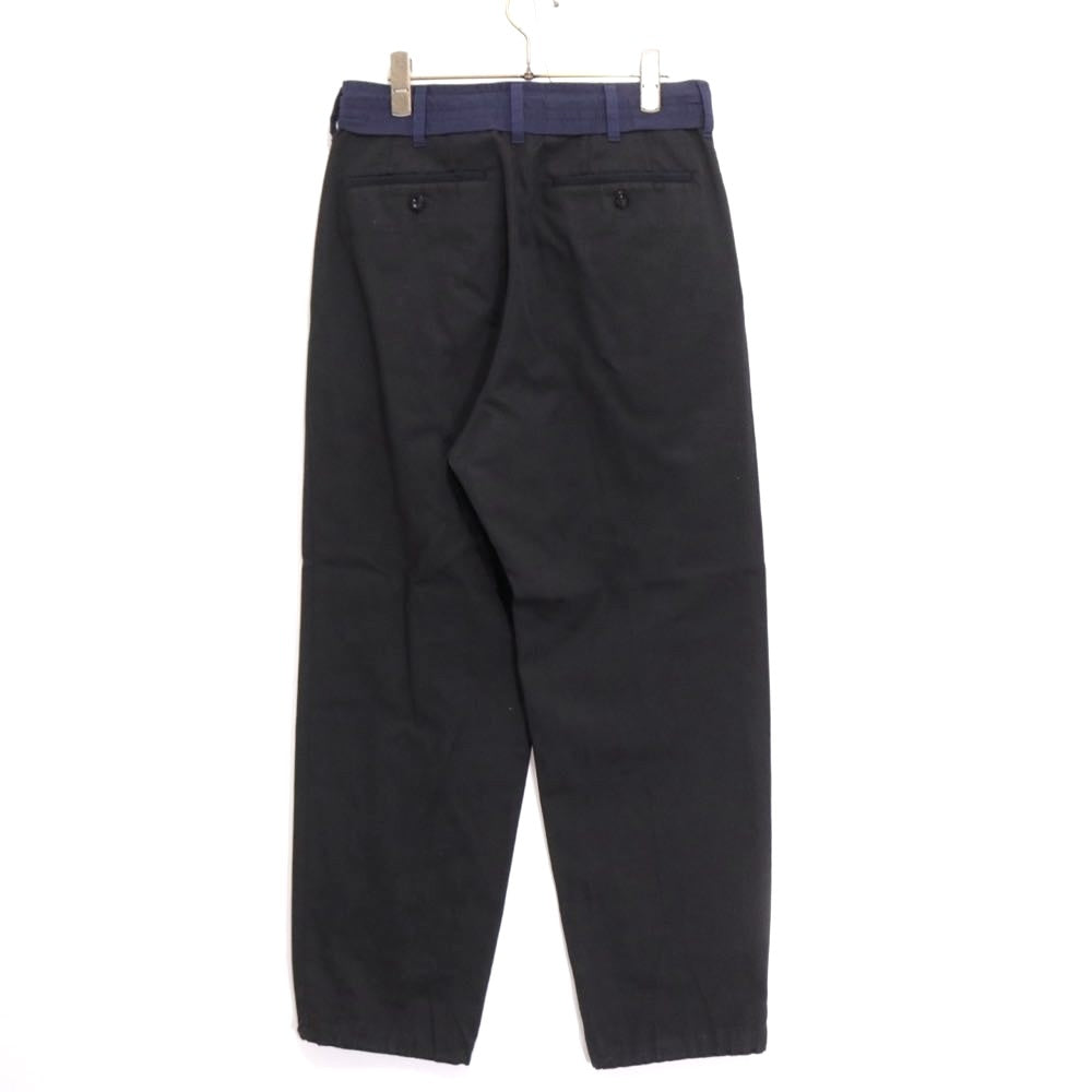sacai 21AW | Chino Grosgrain Wide Tapered Pants "Black" (21-02652M)