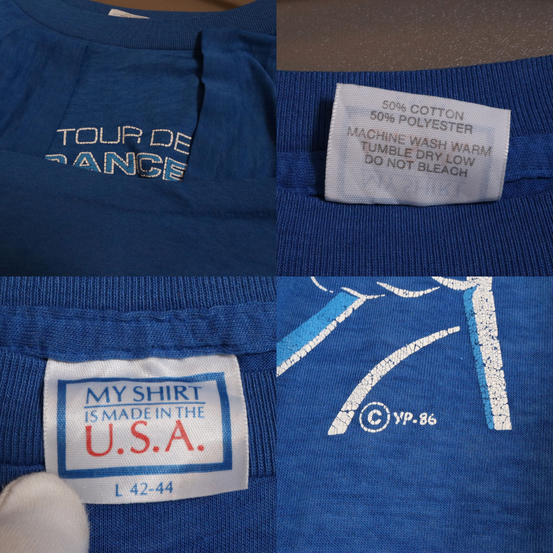 80s USA製 MY SHIRT IS MADE IN THE USA vintage L メンズ 半袖Tシャツ 1986年コピーライト ツールドフランス