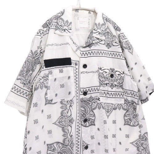 sacai 19SS | Bandana Print S/S Shirt "White/Black" (19-01912M)