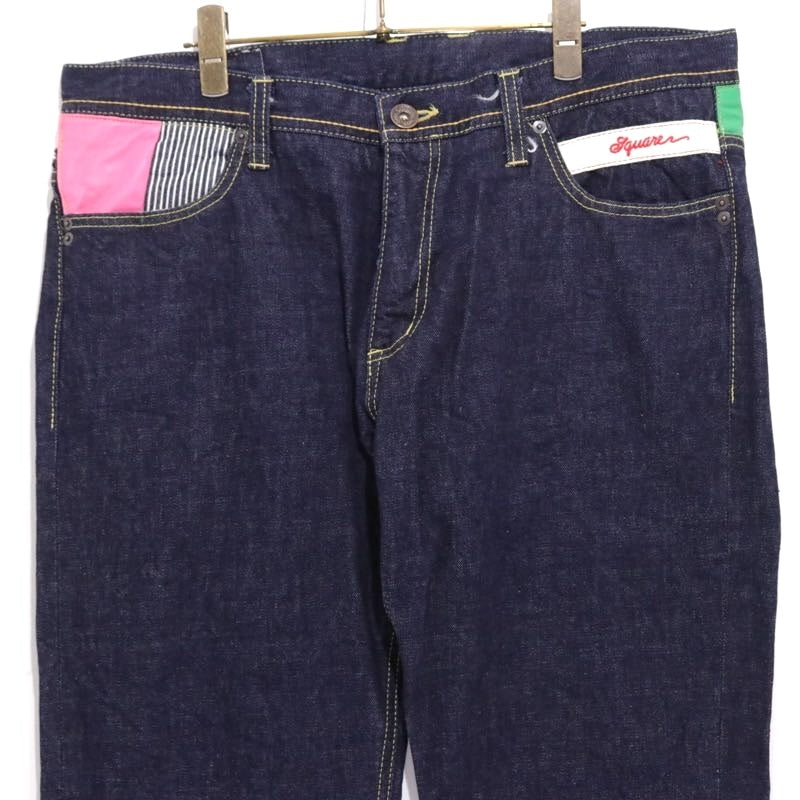 SQUARE | Mixed Material Patchwork Denim Pants "Straight"